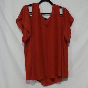 TORRID | size 2 | Rusty Orange Short Sleeve Blouse | Cold Shoulder